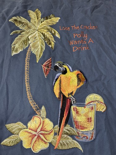 Vtg silk luau embroidered - embroidered, camp