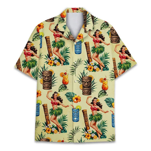 Tiki hula hawaiian shirt - hula,