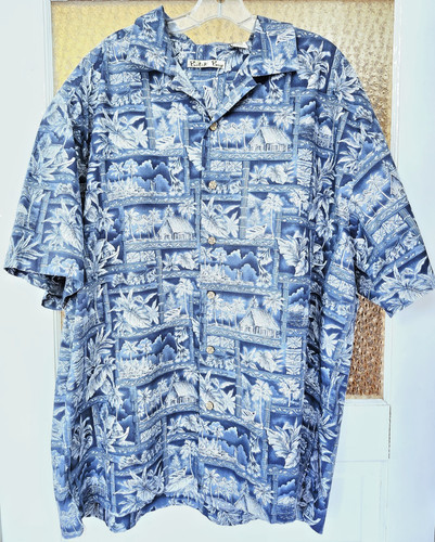 Batik bay blue hawaiian shirt - bay,